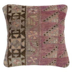 16"x16" Rustic Handmade Cushion Cover. Vintage Rug Pillow. Turkish Toss Pillow