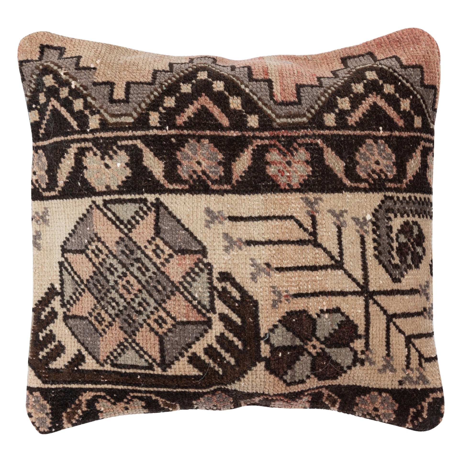 16 "x16" Housse de coussin rustique faite à la main. Tapis turc vintage Coussin. Coussin d
appoint