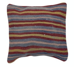 16"x16" SET OF 2 - Colorful Wool Cushion Covers. Flatweave Kilim Accent Pillows