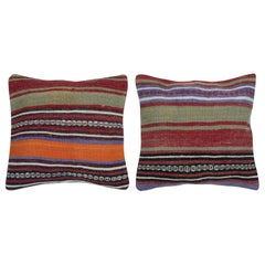 16"x16" SET OF 2 - Handmade Cushion Covers. Colorful Striped Throw Pillows