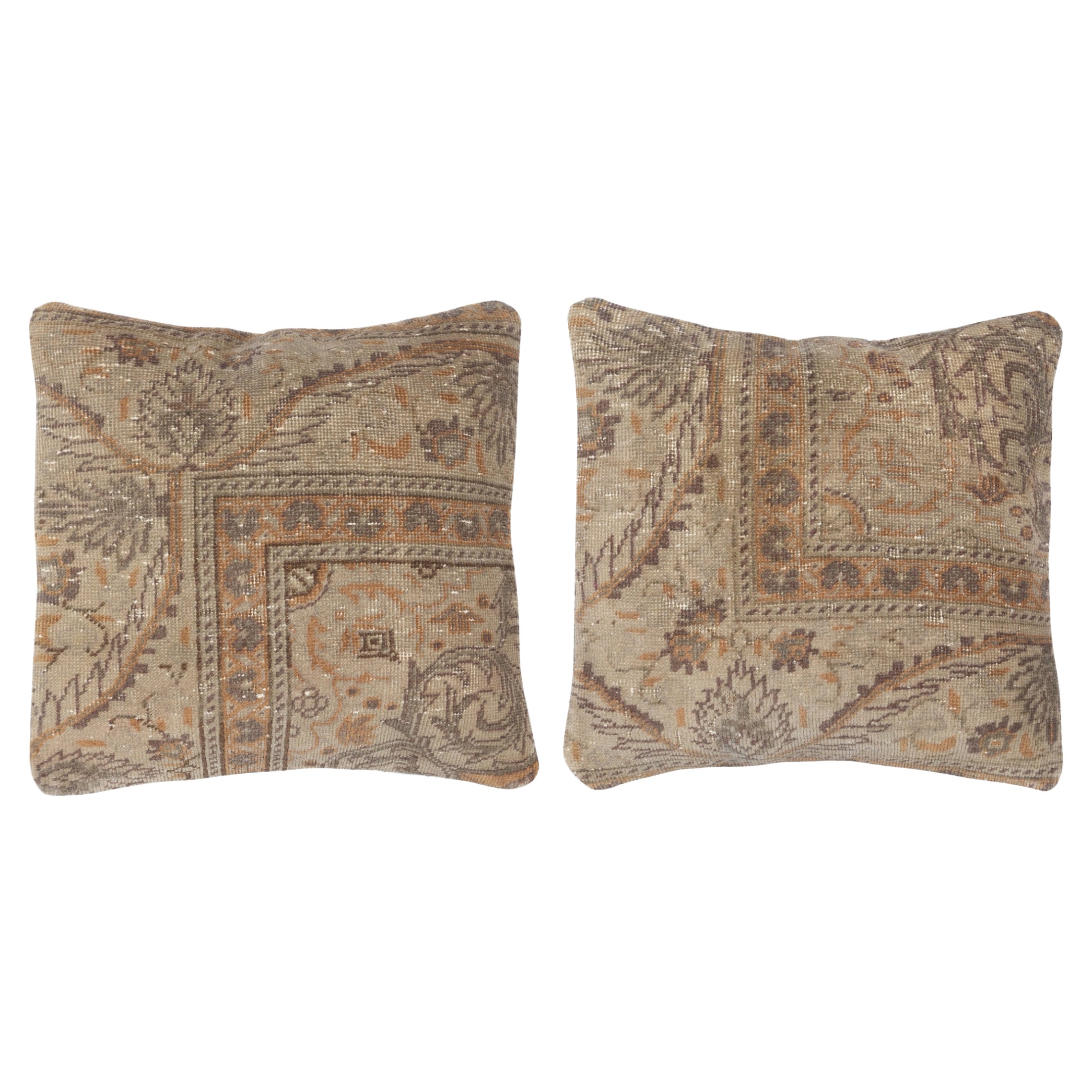 16 "x16" SET OF 2 - Handmade Wool Rug Cushion Covers. Vintage Toss-Kissenbezüge