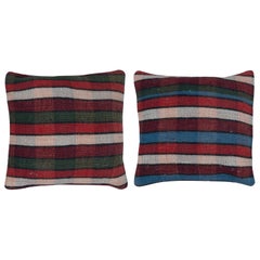 16"x16" SET OF 2 - Handwoven Cushion Covers. A pair of Kilim Accent Pillows