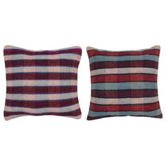 16"x16" SET OF 2 - Handwoven Cushion Covers. Colorful Striped Throw Pillows