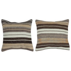 16"x16" SET OF 2 - Handwoven Cushion Covers. Striped Turkish Accent Pillows