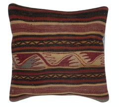 16"x16" SET OF 2 - Turkish Cushion Covers. Flatweave Kilim Accent Pillows