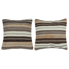 16"x16" SET OF 2 - Vintage Cushion Covers. Flatweave Kilim Accent Pillows