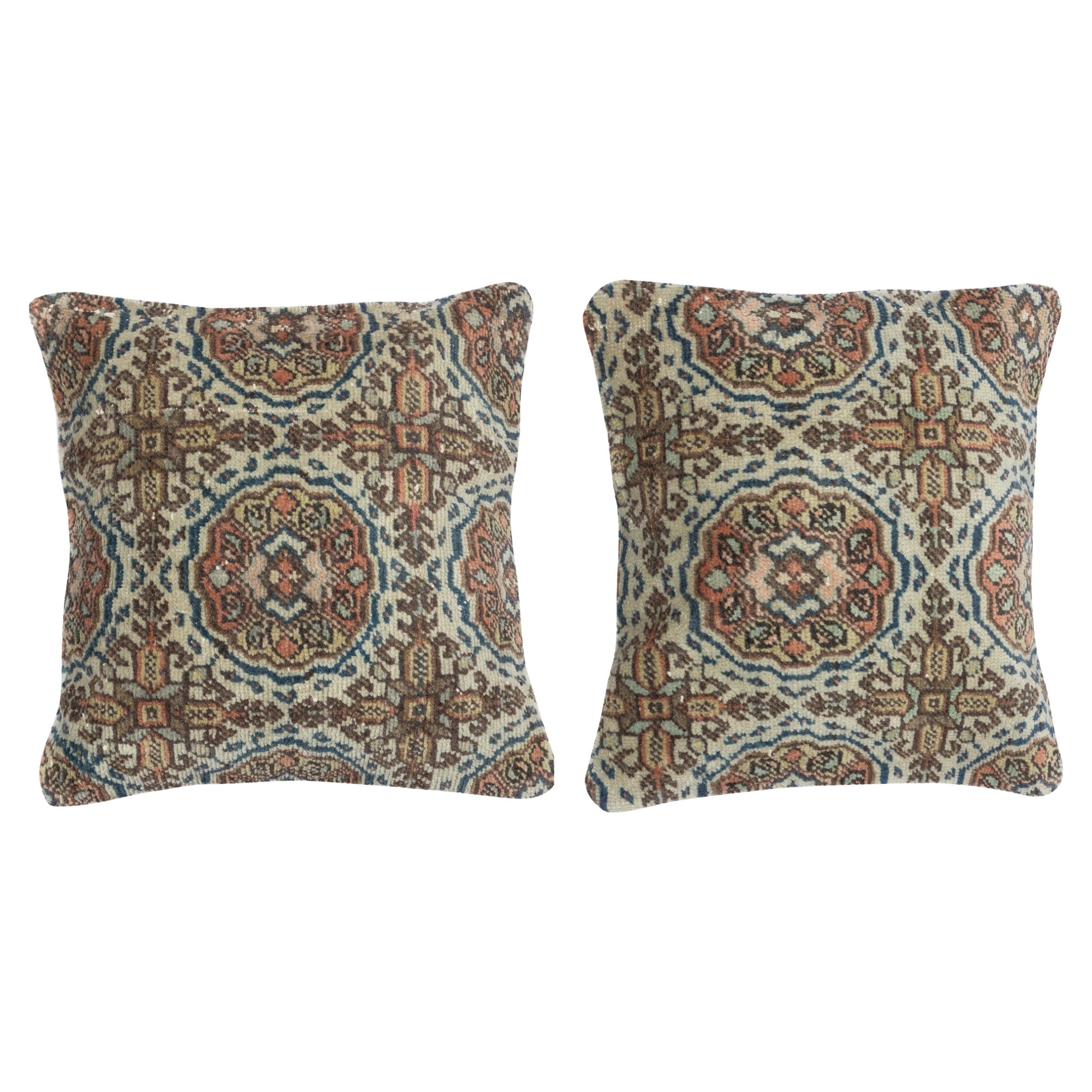 16 "x16" SET OF 2 - Vintage Handmade Rug Cushion Covers. Kissenbezüge aus Wolle