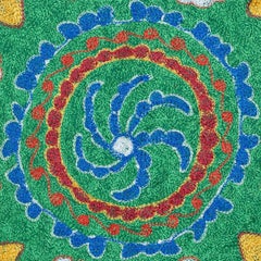 16"x16" Silk Embroidered Cushion Cover. Green Double Sided Throw Pillow