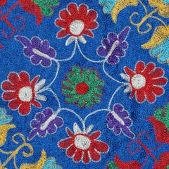 Copricuscino con ricamo in seta 16 "x16". Federa per il cuscino da ricamo. Cuscino in pizzo blu