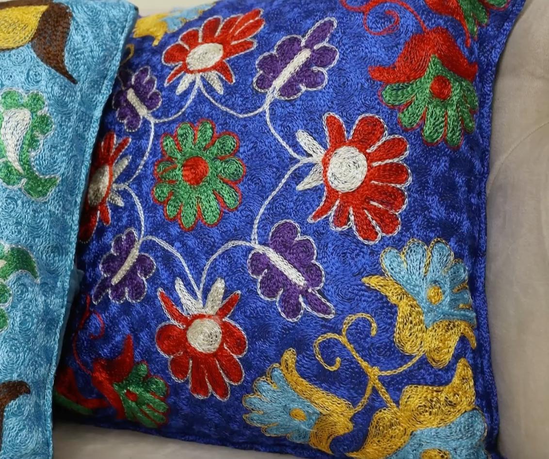 Brodé Housse de coussin en broderie de soie 16 