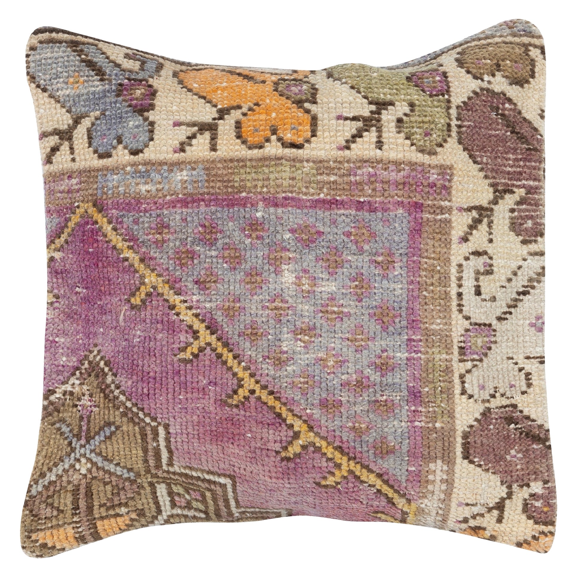 16 "x16" Housse de coussin traditionnelle. Tapis fait à la main Coussin. Oreiller d
appoint turc en vente