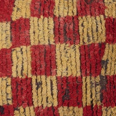 16"x16" Vintage Checkered Rug Pillow. Farmhouse Decor Handmade Cushion Cover