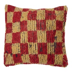 16"x16" Vintage Checkered Rug Pillow. Farmhouse Decor Handmade Cushion Cover