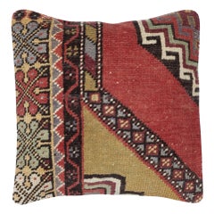 16"x16" Vintage Cushion Cover. Handknotted Rug Pillow. Rustic Throw Pillow