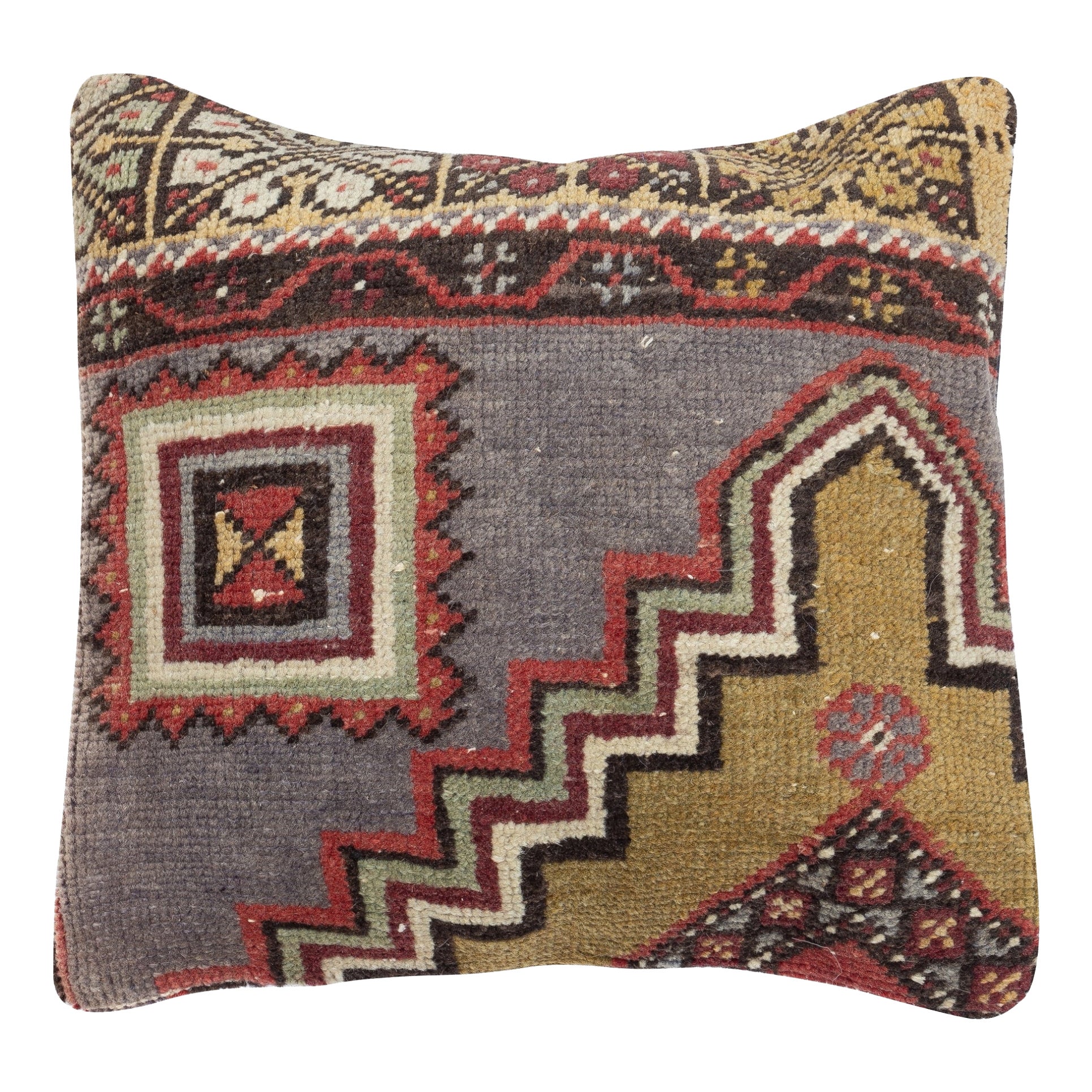 Federa per tappeto vintage 16 "x16". Copricuscino fatto a mano. Cuscino Turco