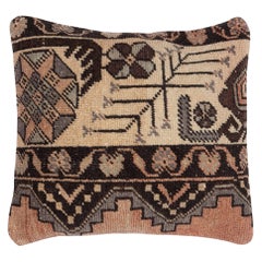 16"x16" Vintage Wool Cushion Cover. Handknotted Rug Pillow. Turkish Throw Pillow