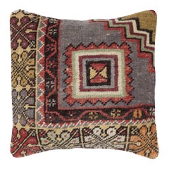 16"x16" Vintage Wool Cushion Cover. Handknotted Rug Pillow. Turkish Throw Pillow