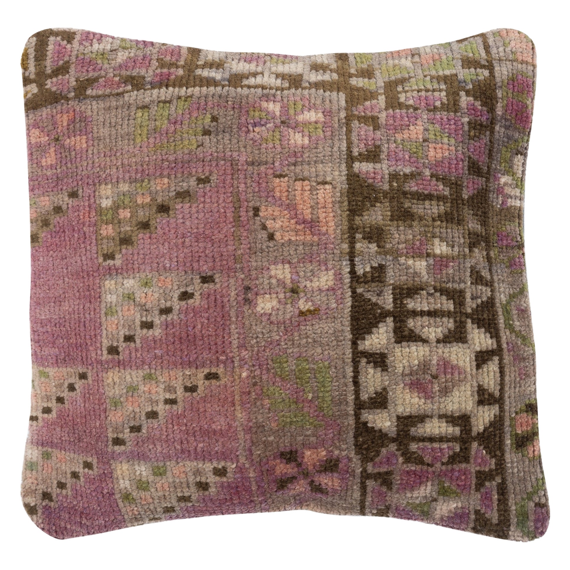 16"x16" Vintage Wool Cushion Cover. Handmade Rug Pillowcase. Accent Pillow Cover