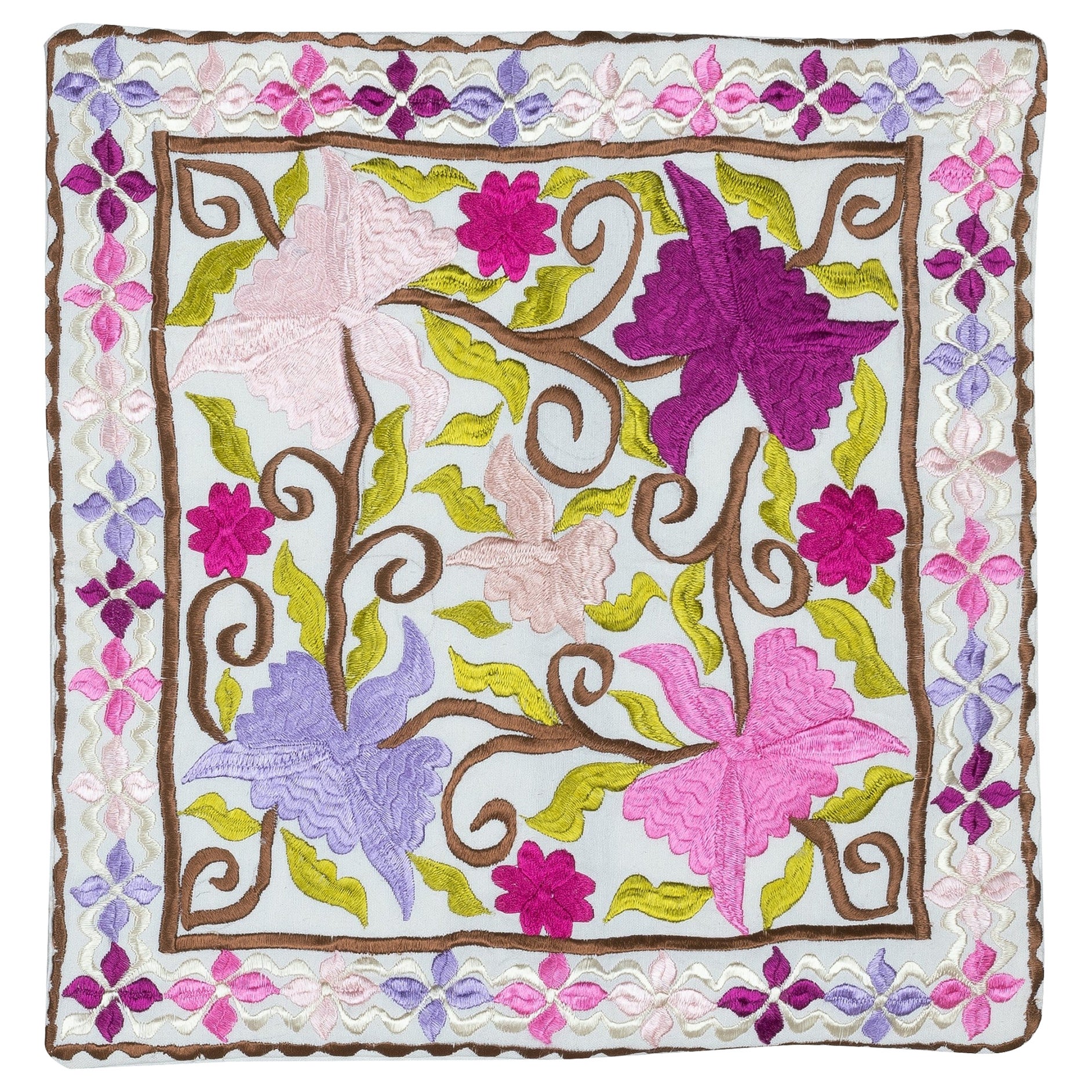 Almohada de colores 16 "x17". Funda de cojín hecha a mano. Almohada de encaje de algodón en venta