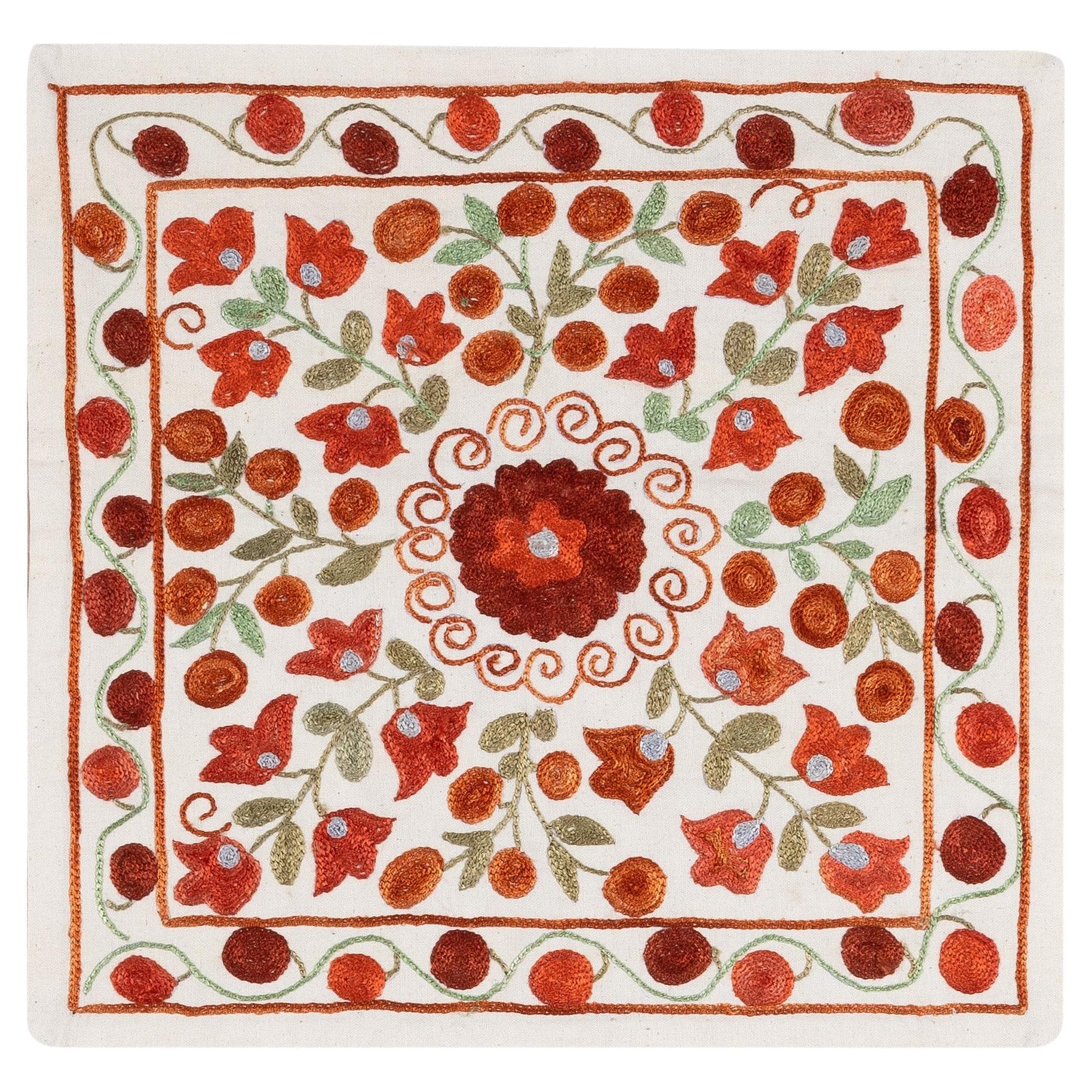 16"x17" Handmade New Central Asian / Uzbek Silk Embroidered Suzani Cushion Cover