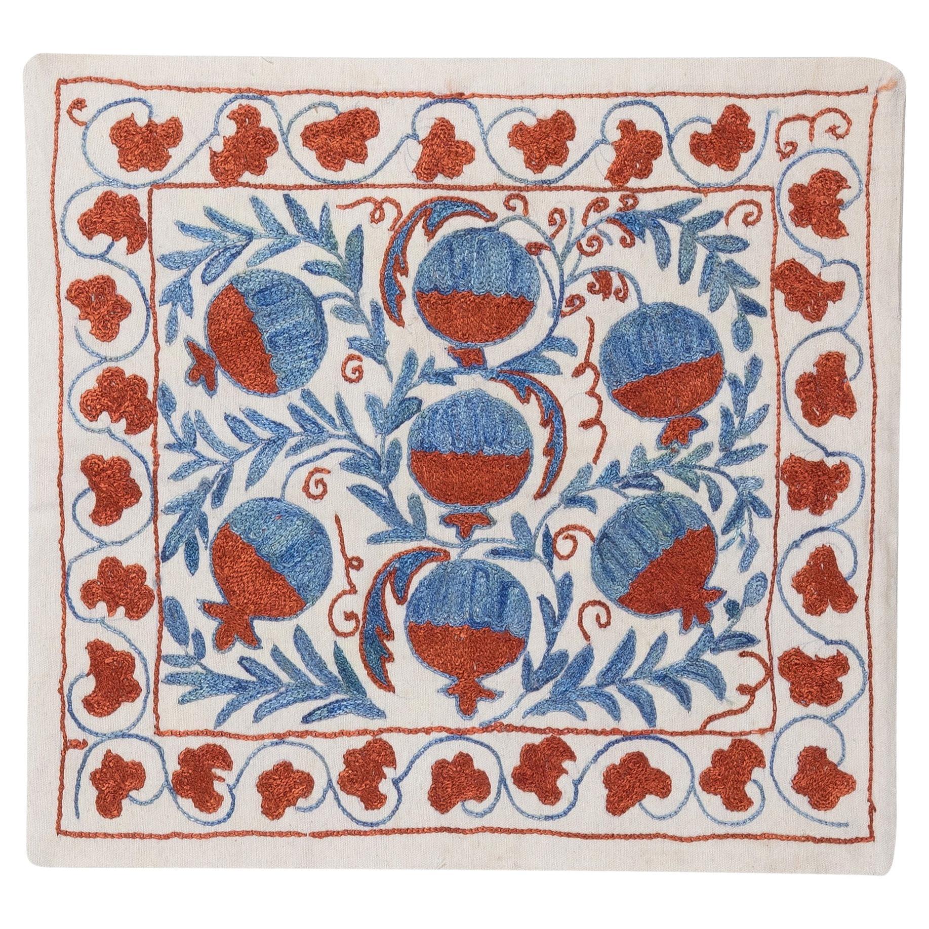 16"x17" Silk Embroidery Cushion Cover, Uzbek Throw Pillow Cover, Suzani Sham For Sale