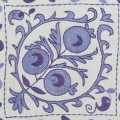 16"x18" Embroidered Cotton Pillow. Handmade Cushion Cover. Blue Throw Pillow