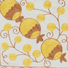 16"x18" Embroidered Throw Pillow. Handmade Cushion Cover. Yellow Lace Pillow