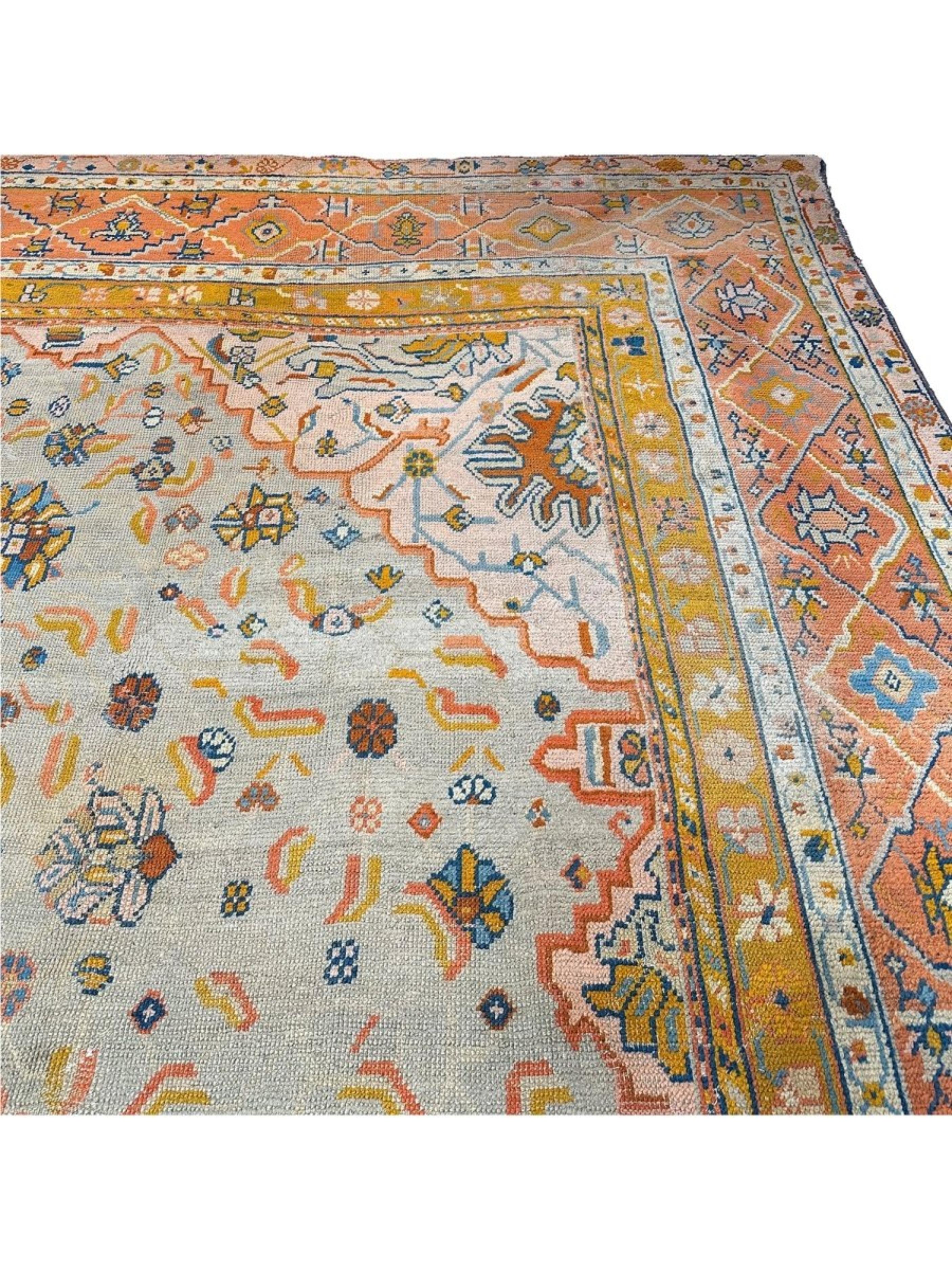 Tappeto per l'area Oushak antico turco 16x18 annodato a mano in vendita 3