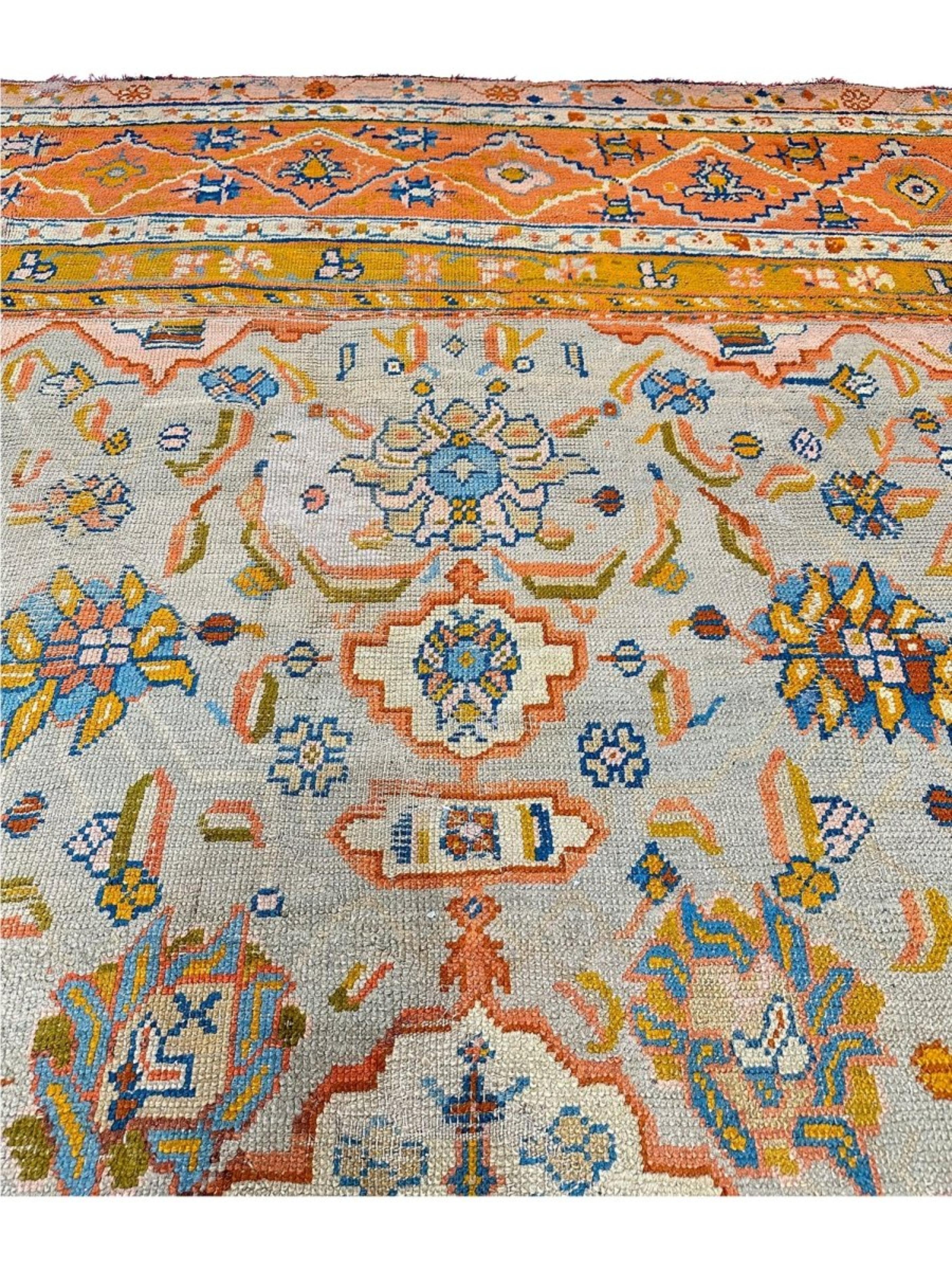 Tappeto per l'area Oushak antico turco 16x18 annodato a mano in vendita 5