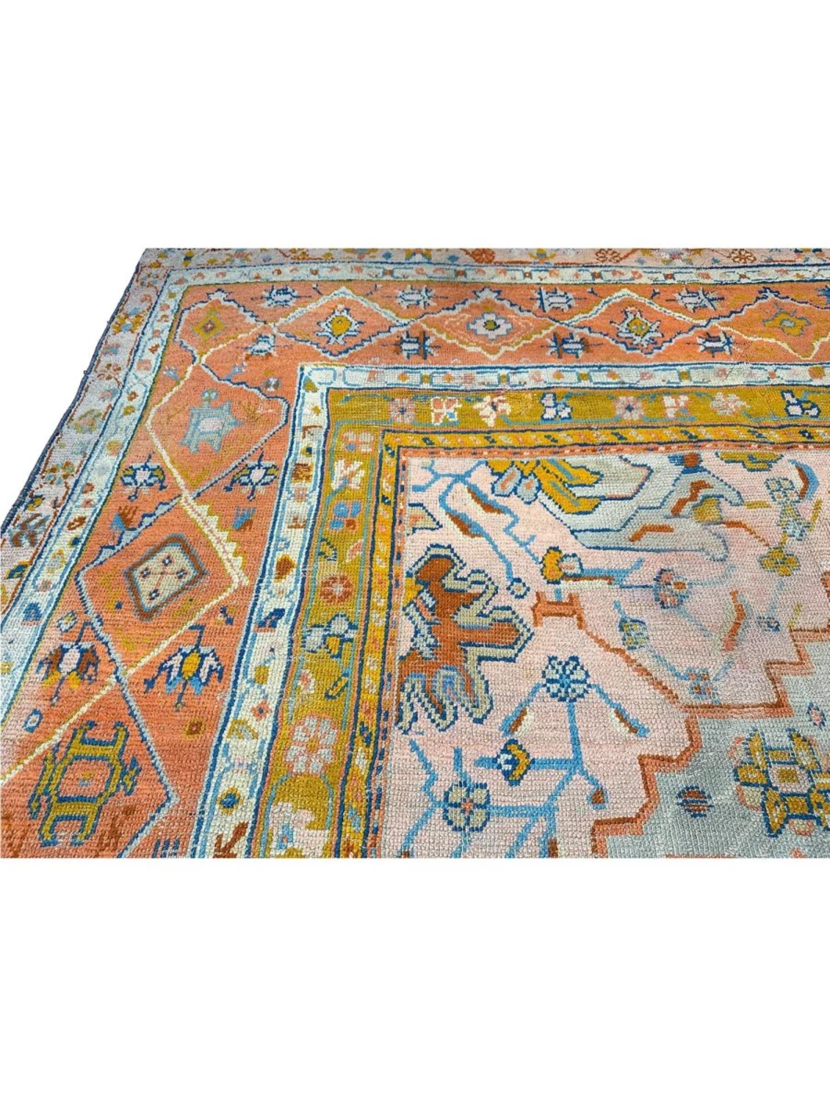 Tappeto per l'area Oushak antico turco 16x18 annodato a mano in vendita 6