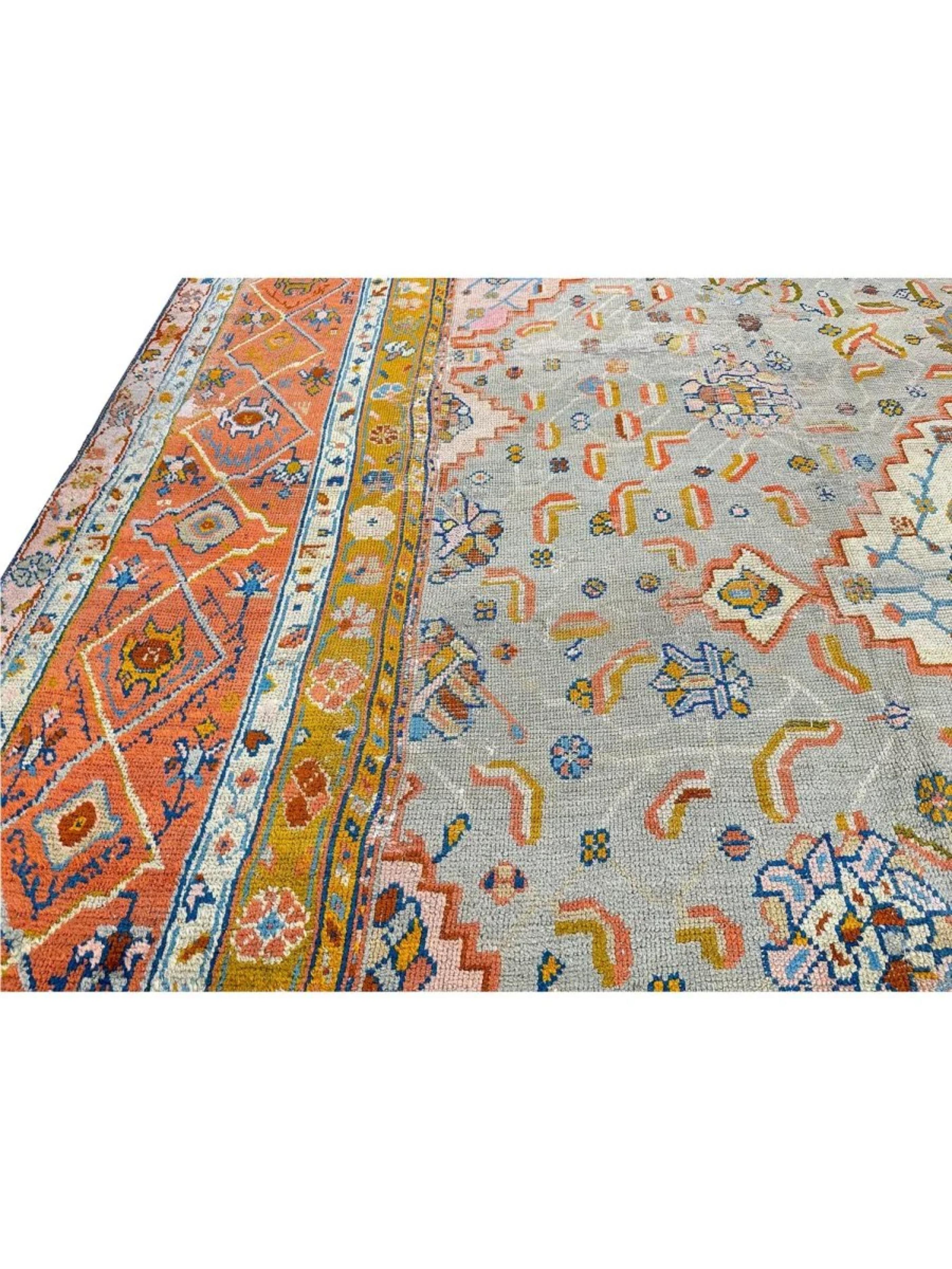 Tappeto per l'area Oushak antico turco 16x18 annodato a mano in vendita 7