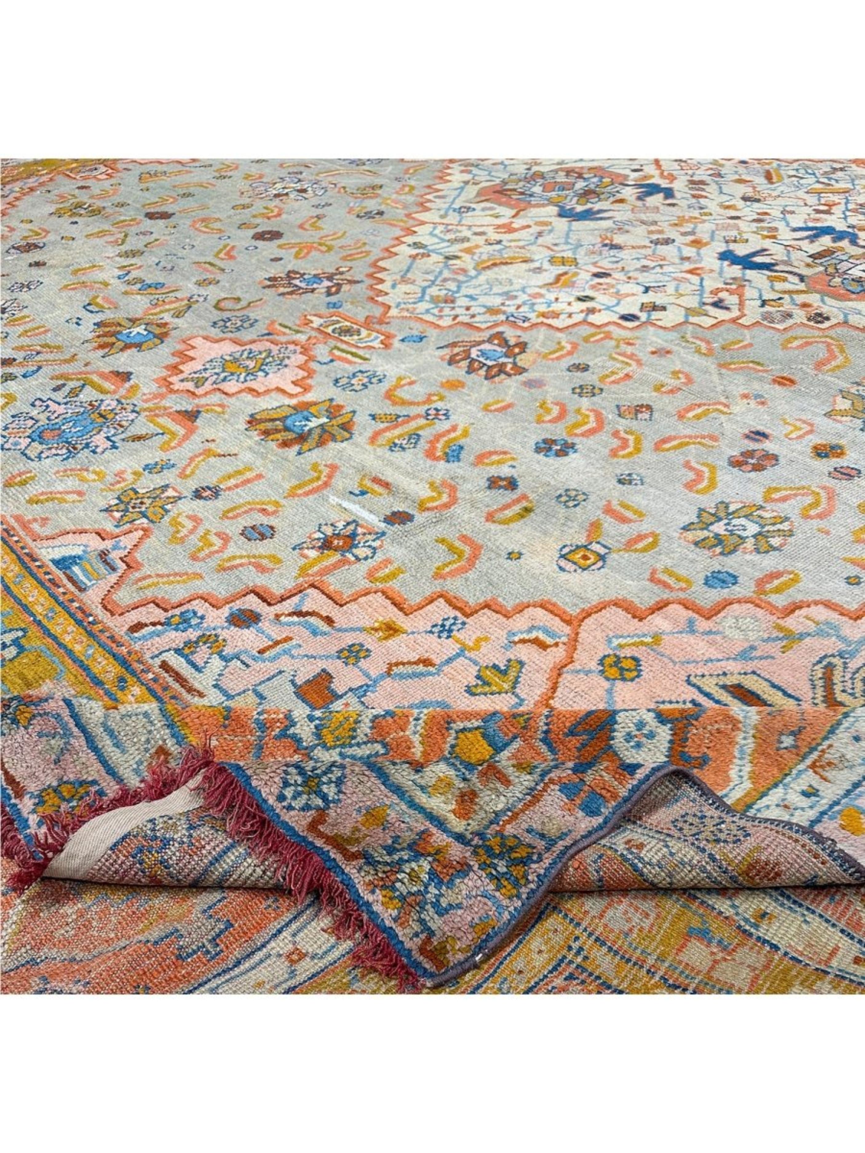 Tappeto per l'area Oushak antico turco 16x18 annodato a mano in vendita 9