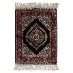 1'6"x2' Chocolate Brown Chinese Medallion Design Pure Silk Hand Knotted Rug