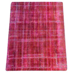 1'6 "x2' Jazzy Red Pure Sari Silk Sample Strike Off Hand Knots Rugs Oriental