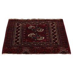 1'6"x2'1" Red Antique Tourkaman Bokara Bag Face Hand Knotted Wool Square Mat Rug