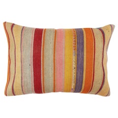 16"x24" Hand-Woven Kilim Cushion Cover. Colorful Striped Lumbar Pillow Cover