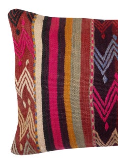 16"x24" Hand-Woven Kilim Cushion Cover. Traditional Accent Pillow. Pillowcase