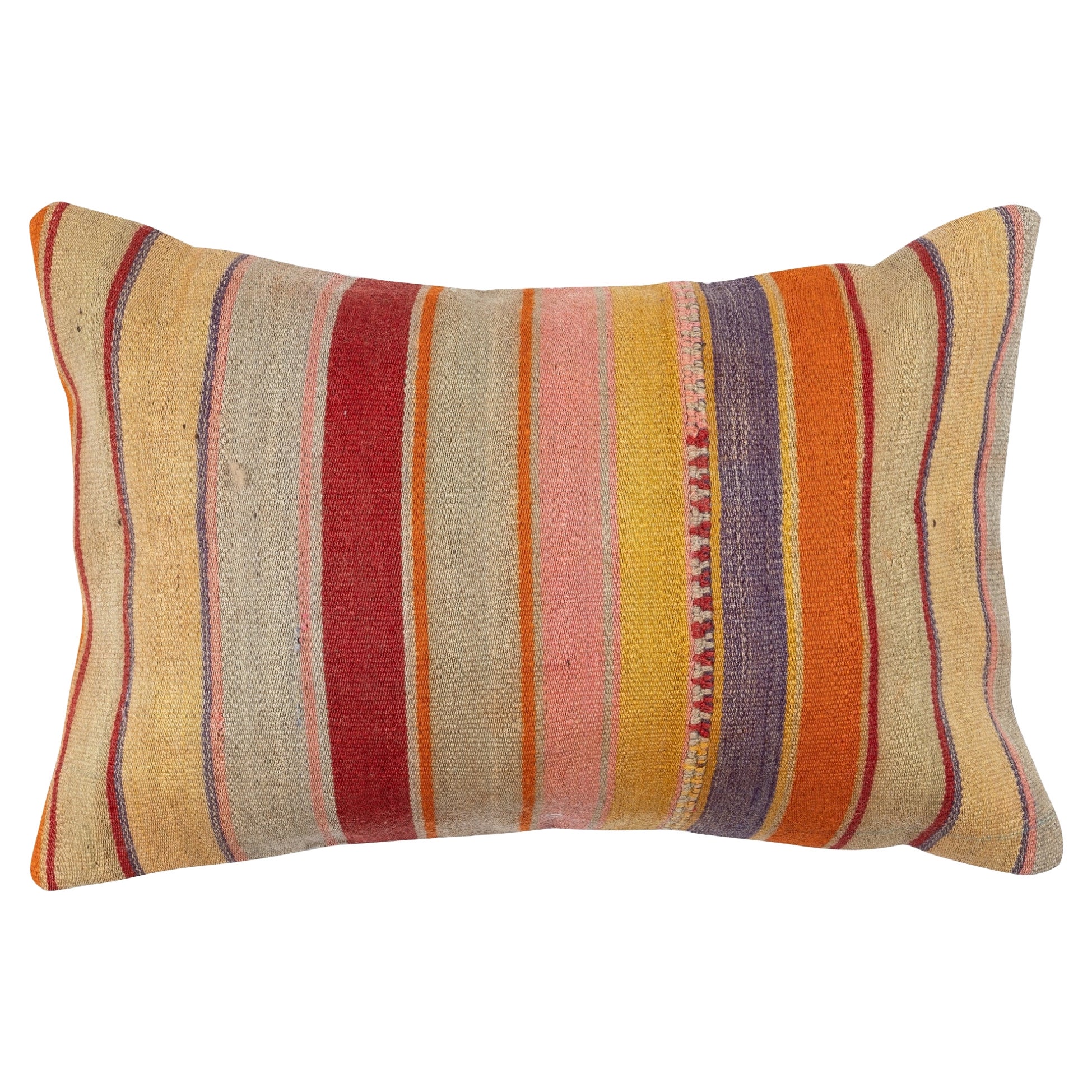 16"x24" Hand-Woven Kilim Cushion Cover. Vintage Pillowcase. Wool Accent Pillow