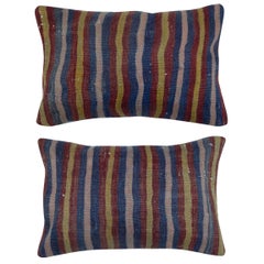 16"x24" SET OF 2 - Colorful Wool Cushion Covers. Flatweave Kilim Accent Pillows