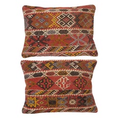 SET DI 2 DA 16 "x24" - Copricuscini Kilim tessuti a mano. Una coppia di copricuscini in pizzo