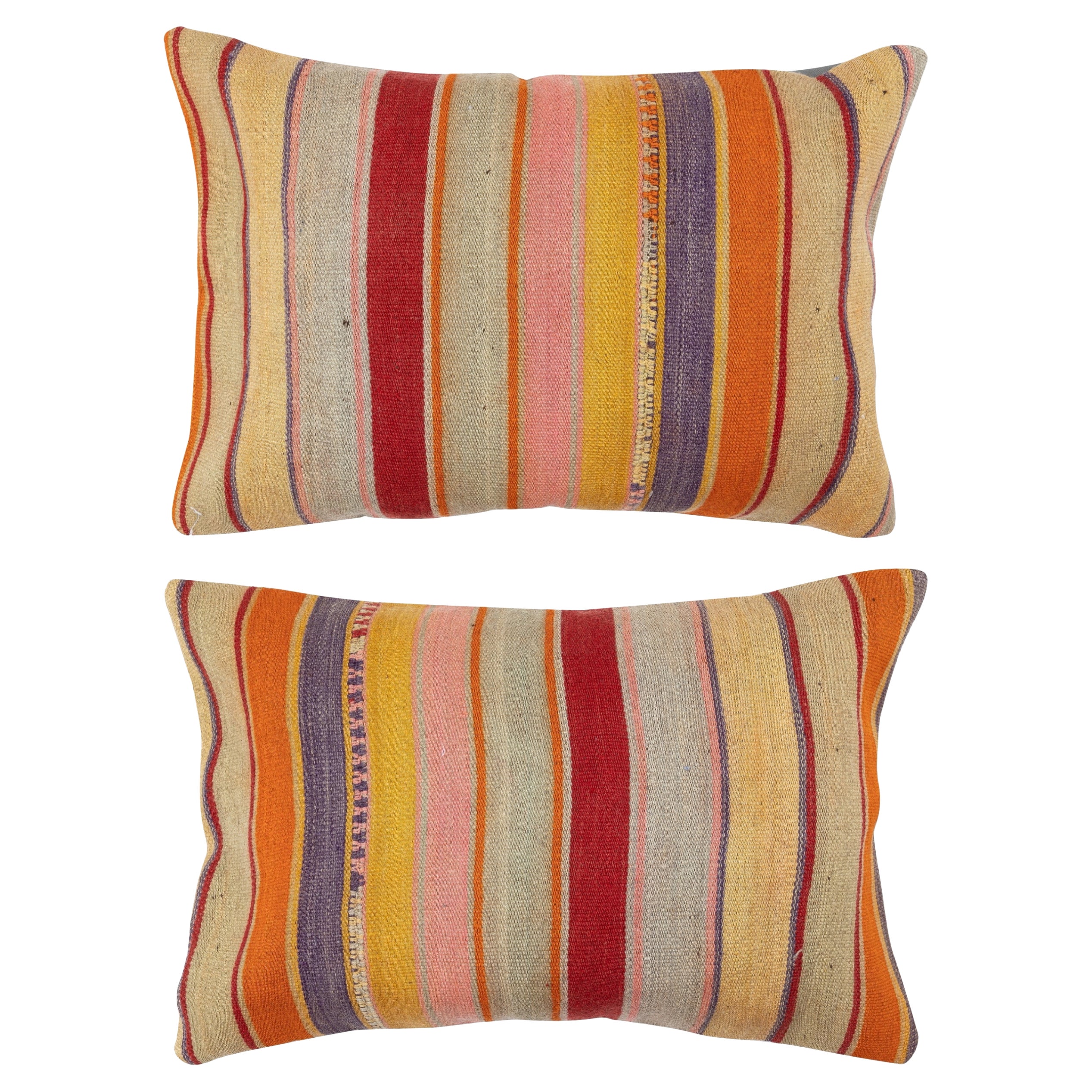 16 "x24" JUEGO DE 2 - Fundas de Cojín Kilim Tejidas a Mano. Un par de Fundas de almohada de encaje