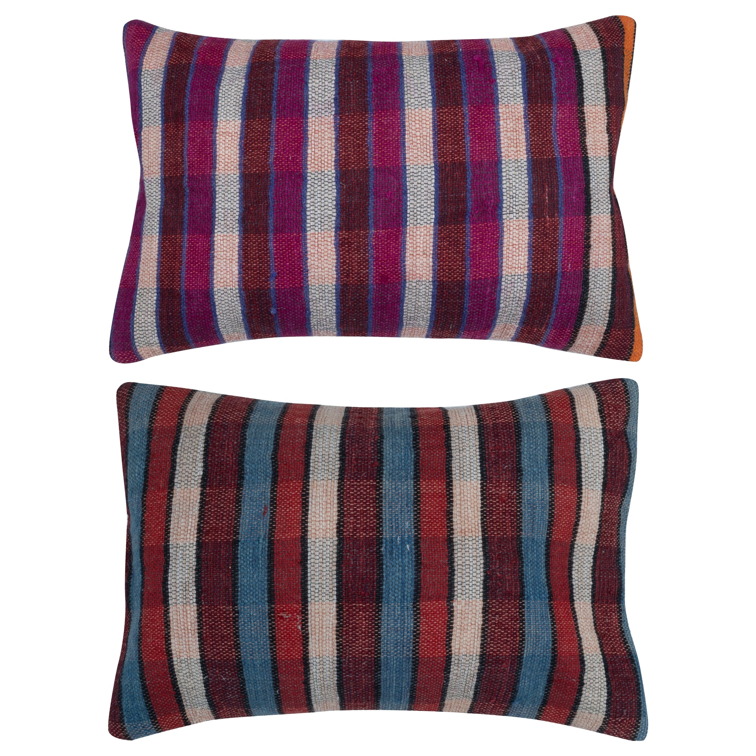 16 "x24" JUEGO DE 2 - Fundas de cojín lumbar hechas a mano. Un par de Fundas de Cojín Kilim