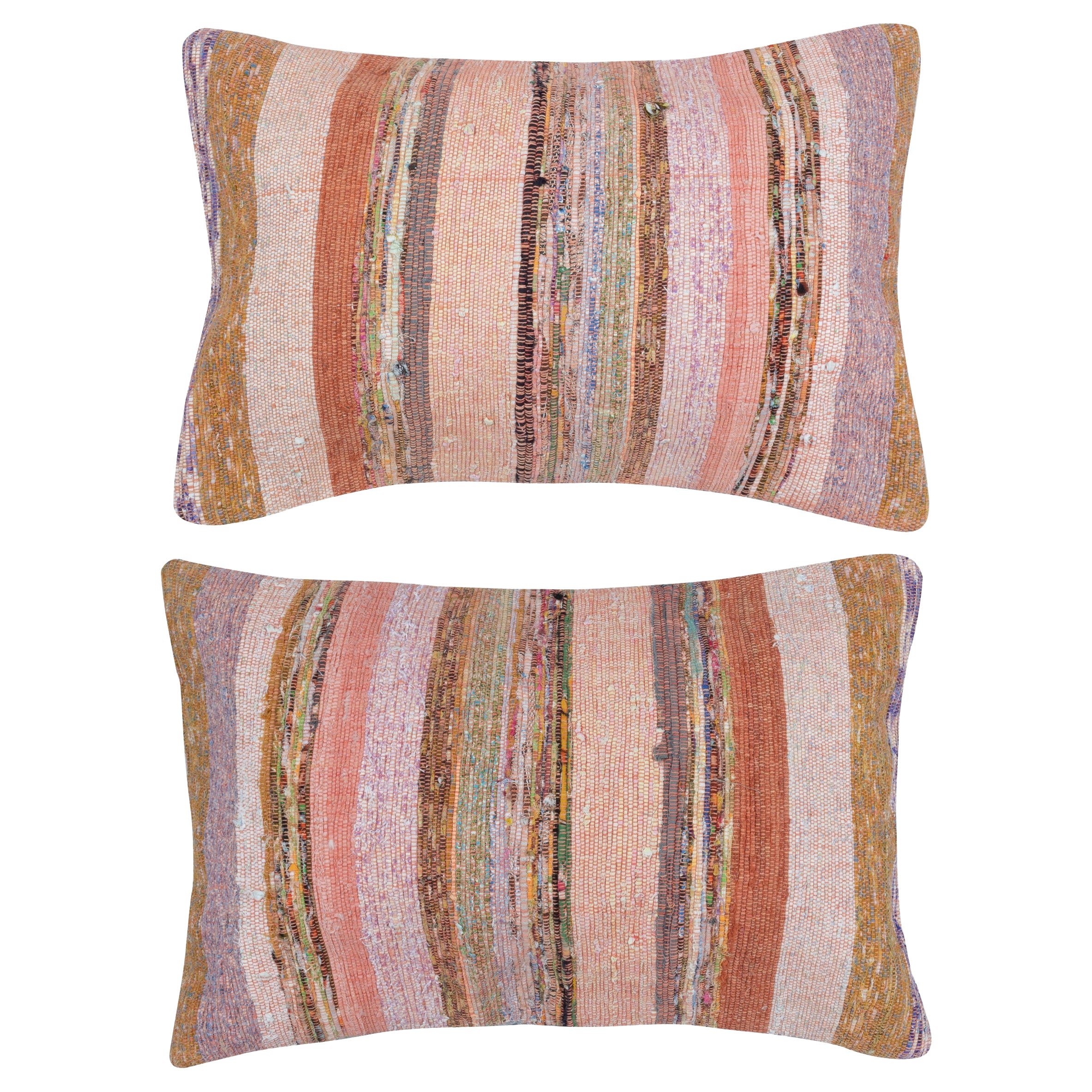 16"x24" SET OF 2 - Handwoven Kilim Cushion Covers. Turkish Lumbar Pillow Covers For Sale
