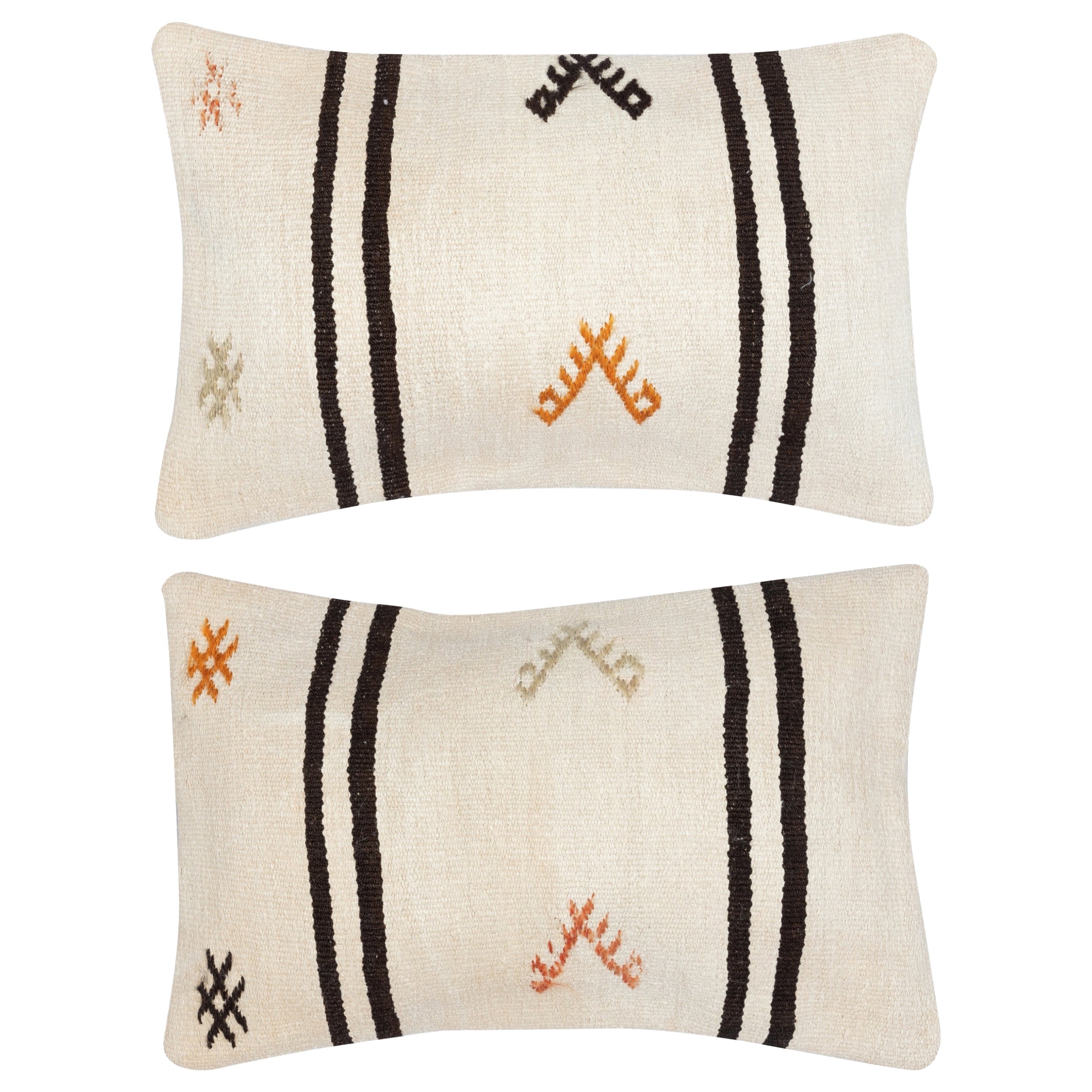 16"x24" SET OF 2 - Vintage Kilim Cushion Covers. A pair of Lumbar Pillow Covers