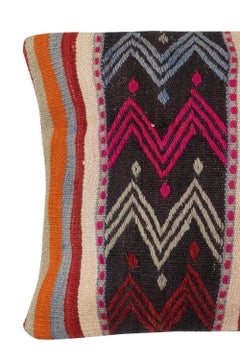 16"x24" Vintage Kilim Cushion Cover. Hand-Woven Bohemian Lumbar Pillow Cover