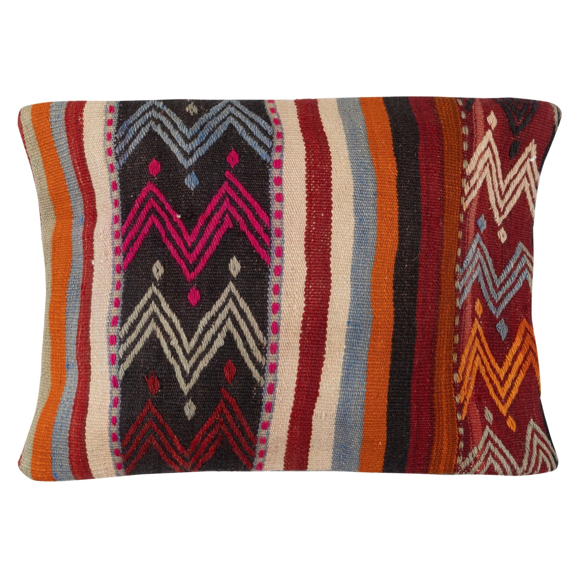 16"x24" Vintage Kilim Cushion Cover. Hand-Woven Bohemian Lumbar Pillow Cover