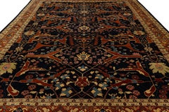 16x25 Modern Bidjar Style Navy Blue & Rust Wool Area Rug Geometric Lattice