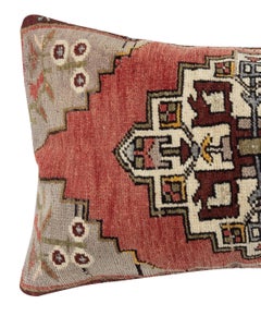 16"x28" Hand-knotted Lumbar Pillow Cover. Accent Pillow. Vintage Cushion Cover