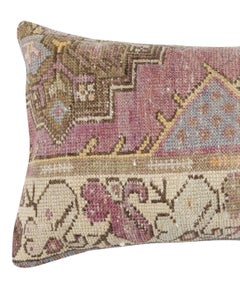 16"x28" Hand-knotted Wool Rug Lumbar Pillow Cover. Turkish Accent Pillow Cover