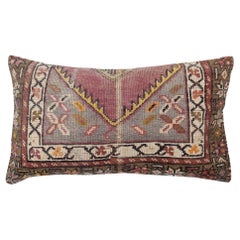 16 "x28" Alfombra de lana anudada a mano Funda de cojín lumbar. Funda de cojín turco